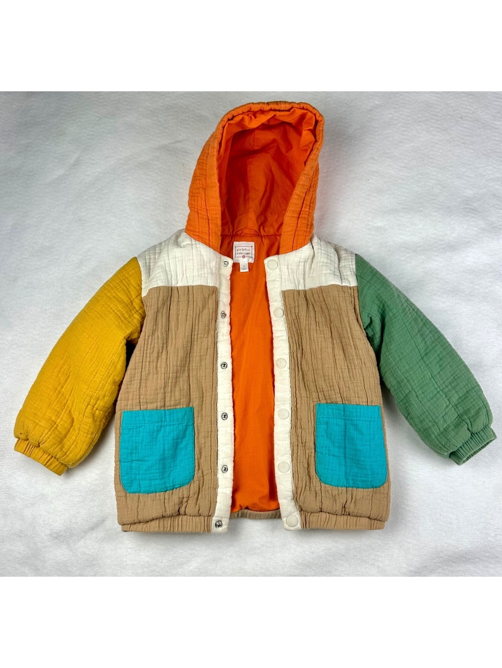 Christian Robinson Target Kids 4T Colorblock Hooded Quilted Jacket Cotton